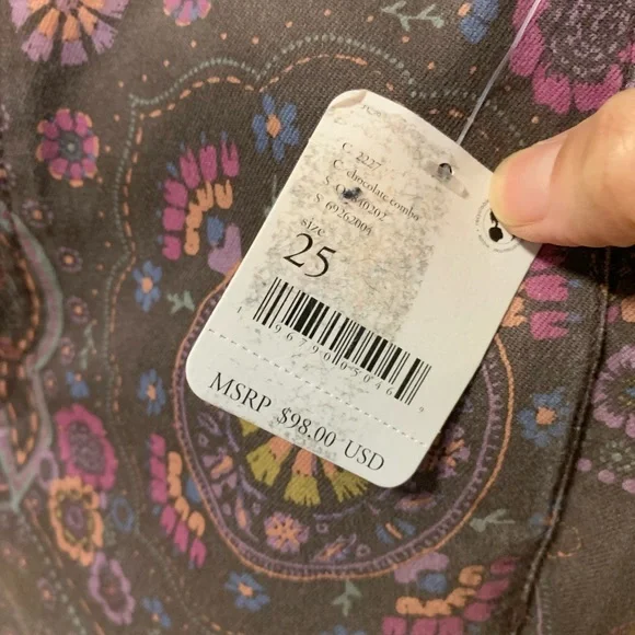 SOLD! Free People Just Float On Printed Flare Jeans - Picture 4 of 6